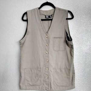 Linen Blend Sage Green Button Up Vest/Tunic   Size M